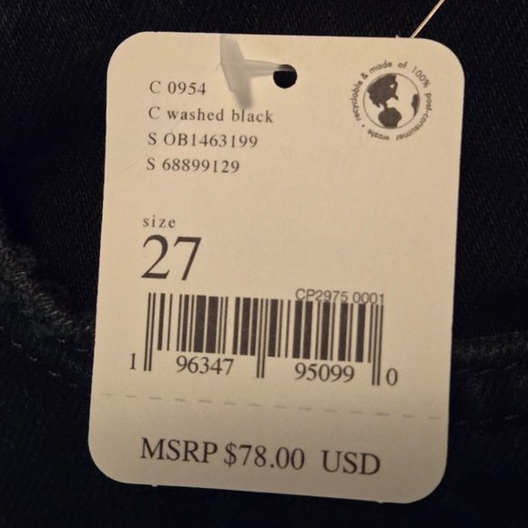 NWT FREE PEOPLE MAGGIE MID RISE STRAIGHT JEANS 0954 WASHED BLACK OB1463199 SZ 27 - Picture 10 of 11